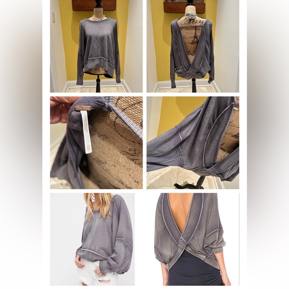 Free People Back it up Open back Sweatshirt - Picture 6 of 7